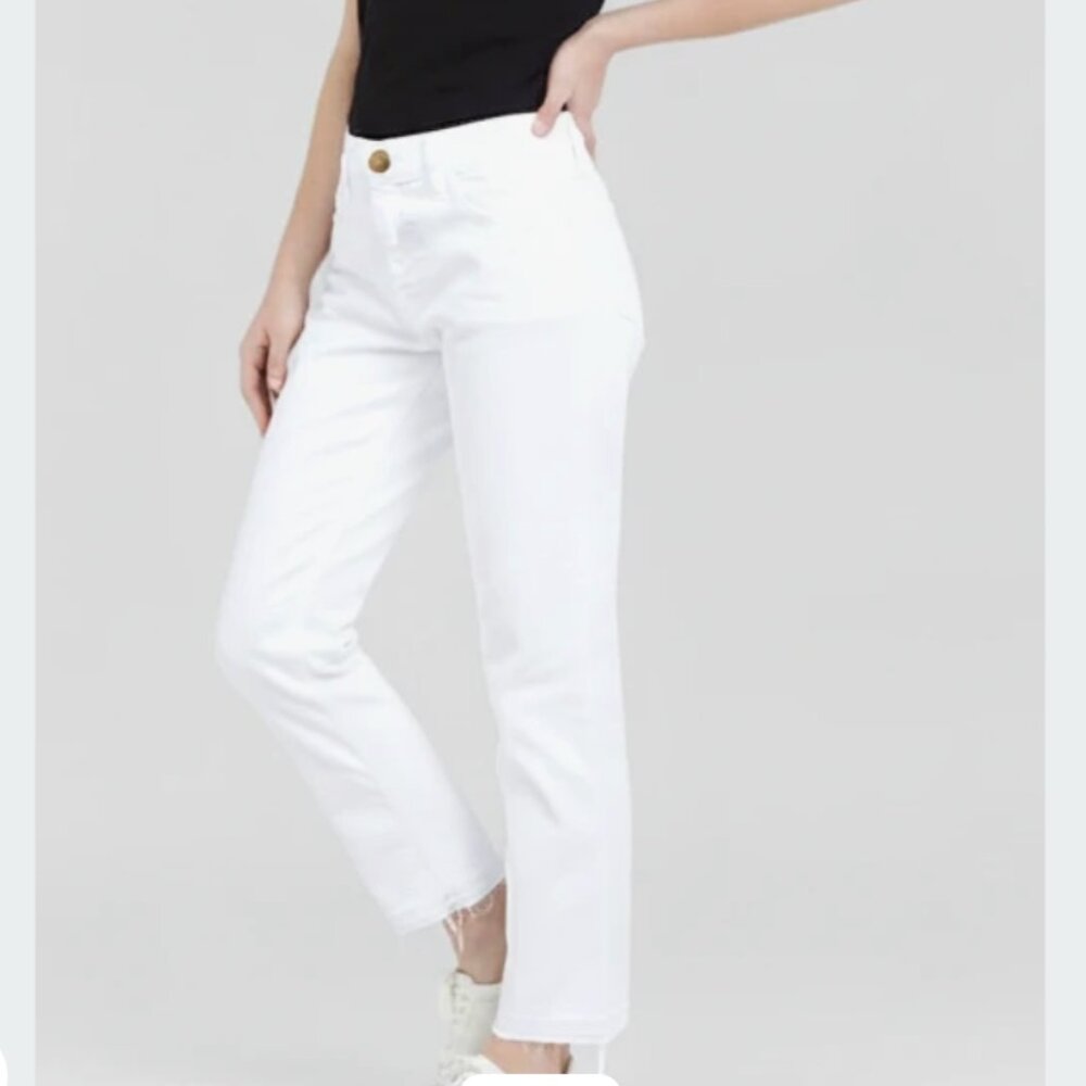Current/Elliot The Cropped Straight Leg in White with Released Hem Size 26